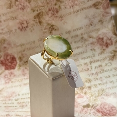ANEL CHAPA DE ÁGATA AJUSTAVEL (OURO)- VERDE - comprar online