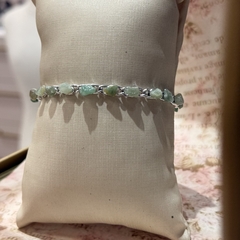 PULSEIRA CORRENTE COM PEDRAS COLADAS (PRATA)- QUARTZO VERDE - loja online