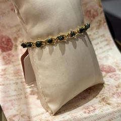 Imagem do PULSEIRA CORRENTE COM PEDRAS COLADAS (OURO)- QUARTZO VERDE