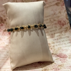 PULSEIRA CORRENTE COM PEDRAS COLADAS (OURO)- QUARTZO VERDE - loja online