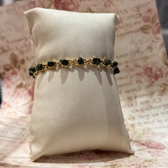 PULSEIRA CORRENTE COM PEDRAS COLADAS (OURO)- QUARTZO VERDE - comprar online