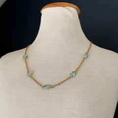 Imagem do CHOKER COM PEDRAS OVAL 6X8 AZUL CLARO (OURO)
