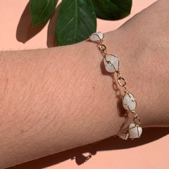 PULSEIRA DE CESTA (OURO)- QUARTZO BRANCO