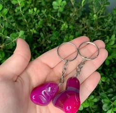 CHAVEIRO PEDRA ROLADA- ÁGATA ROSA