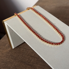 COLAR CHOKER RIVIERA 3MM VERMELHO RUBI 30CM + 10CM EXTENSOR - loja online