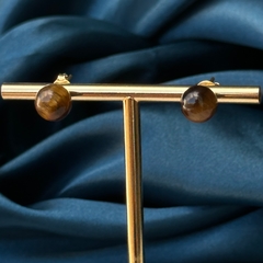 BRINCO BOLA 8MM- OLHO DE TIGRE