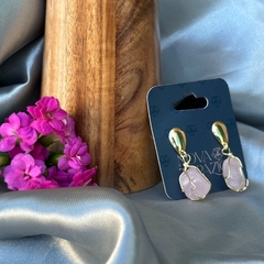 BRINCO DE CESTA (OURO)- QUARTZO ROSA