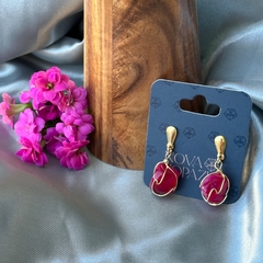 BRINCO DE CESTA (OURO)- ÁGATA ROSA - comprar online