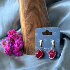BRINCO DE CESTA (OURO)- ÁGATA ROSA