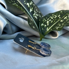BRINCO ARGOLA (OURO)- QUARTZO AZUL - loja online