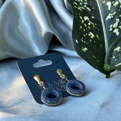 BRINCO ARGOLA (OURO)- QUARTZO AZUL