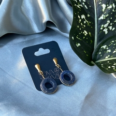 BRINCO ARGOLA (OURO)- QUARTZO AZUL - comprar online