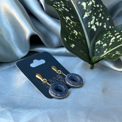 BRINCO ARGOLA (OURO)- QUARTZO AZUL - Nova Topázio