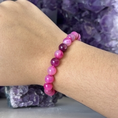 PULSEIRA BOLA 8MM- ÁGATA ROSA - loja online