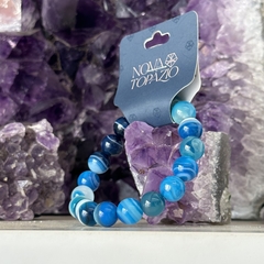 PULSEIRA BOLA 8MM- ÁGATA AZUL - comprar online