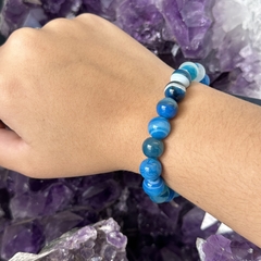 PULSEIRA BOLA 8MM- ÁGATA AZUL na internet