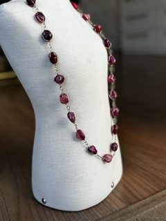 COLAR DE CESTA 70CM (OURO)- ÁGATA ROSA