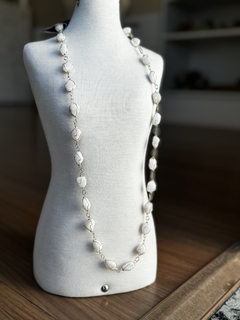COLAR DE CESTA 70CM (OURO)- QUARTZO BRANCO na internet