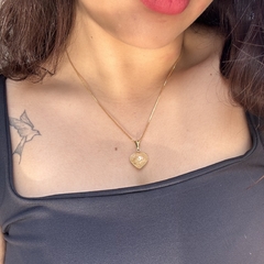 PINGENTE CORAÇÃO 16MM NO CANEVÃO (OURO)- CITRINO - comprar online