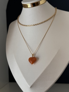 PINGENTE CORAÇÃO NO PINO 22MM (OURO)- ÁGATA NATURAL - comprar online
