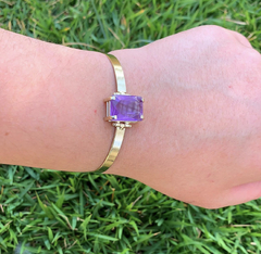 BRACELETE RETÂNGULO FACETADO- AMETISTA