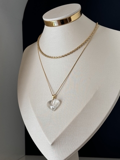 PINGENTE CORAÇÃO NO PINO 22MM (OURO)- CRISTAL - Nova Topázio