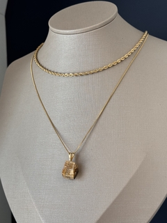 PINGENTE PEDRA BRUTA (OURO)- OLHO DE TIGRE - comprar online