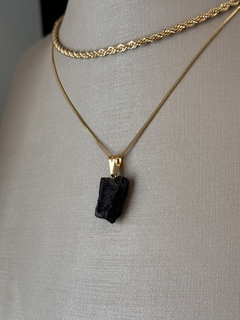 PINGENTE PEDRA BRUTA (OURO)- TURMALINA NEGRA - comprar online