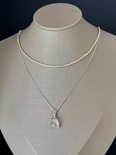PINGENTE PEDRA BRUTA (PRATA)- CRISTAL