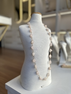 COLAR DE CESTA 70CM (OURO)- QUARTZO ROSA na internet