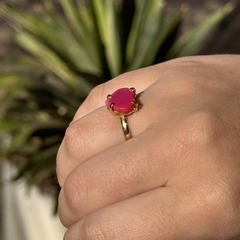 ANEL CORAÇÃO NA GARRA 10MM- ÁGATA ROSA na internet