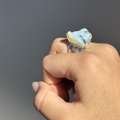 ANEL PEDRA BRUTA (PRATA)- PEDRA DA LUA na internet