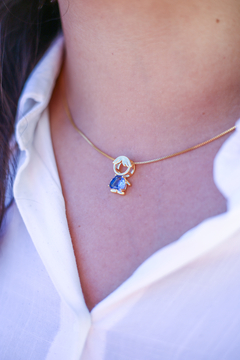 COLAR MENINO CORAÇÃO AZUL (OURO) - comprar online