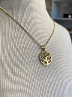 COLAR ÁRVORE DA VIDA CIRCULO CRISTAL (OURO) - comprar online