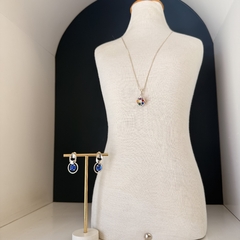 CONJUNTO FLOR COLORIDA COM BRINCO AZUL - comprar online