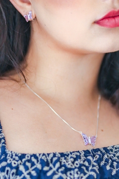 CONJUNTO BORBOLETA ZIRCÔNIA COLORIDA na internet