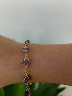 PULSEIRA DE CESTA (OURO)- AGATA ROXA