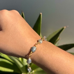 PULSEIRA DE CESTA (OURO)- QUARTZO AZUL na internet