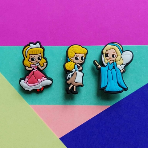 Kit 3 Jibbitz (Enfeite) Princesa Cinderela