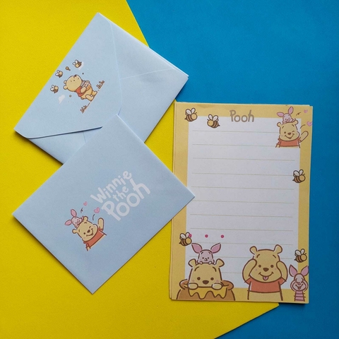 Kit Papel de Carta + Envelope Ursinho Pooh