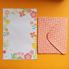 Kit Papéis de Carta + Envelope Flores - comprar online