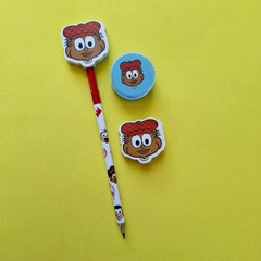 Lápis Grafite + Borracha + Apontador Jeremias ou Milena - comprar online