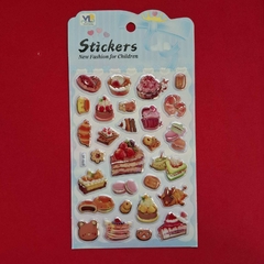 Cartela de Adesivos 3D Doces