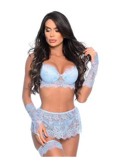 Conjunto lingerie Renda com sainha e luva