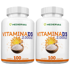 Vitamina D3 2000UI 100cps Mediervas | Kit 2 Frascos
