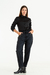 Jean MOM FIT FENIX negro con bigotes suaves y strass en los bolsillos cosido a mano