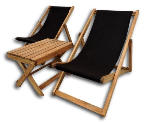 JUEGO DE REPOSERAS PLEGABLES MADERA ARAUCARIA + MESA RATONA