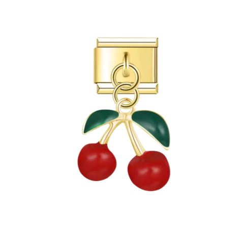 Italian charm cereza colgante dorado - ACH146 - comprar en línea