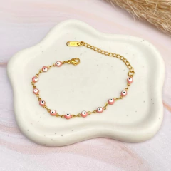 Pulsera ojo turco rosa dorada - APU082 - comprar en línea