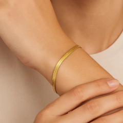 Pulsera planchada dorada 18cm - 21cm - APU215 en internet